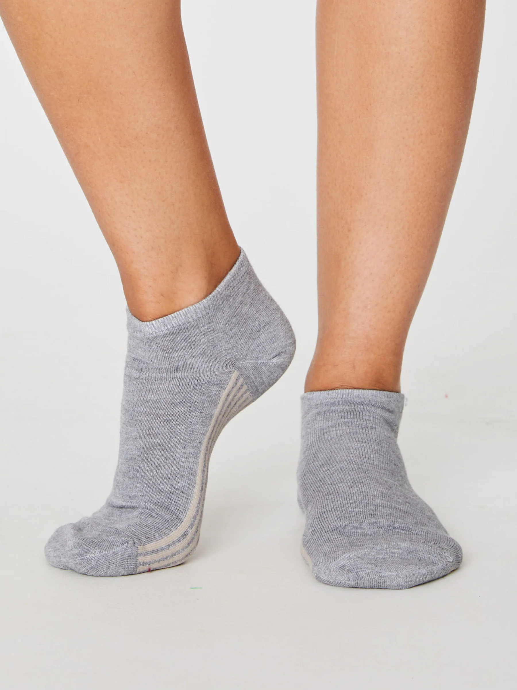 Solid Jane Trainer Socks - Mid Grey Marle - Flockneti