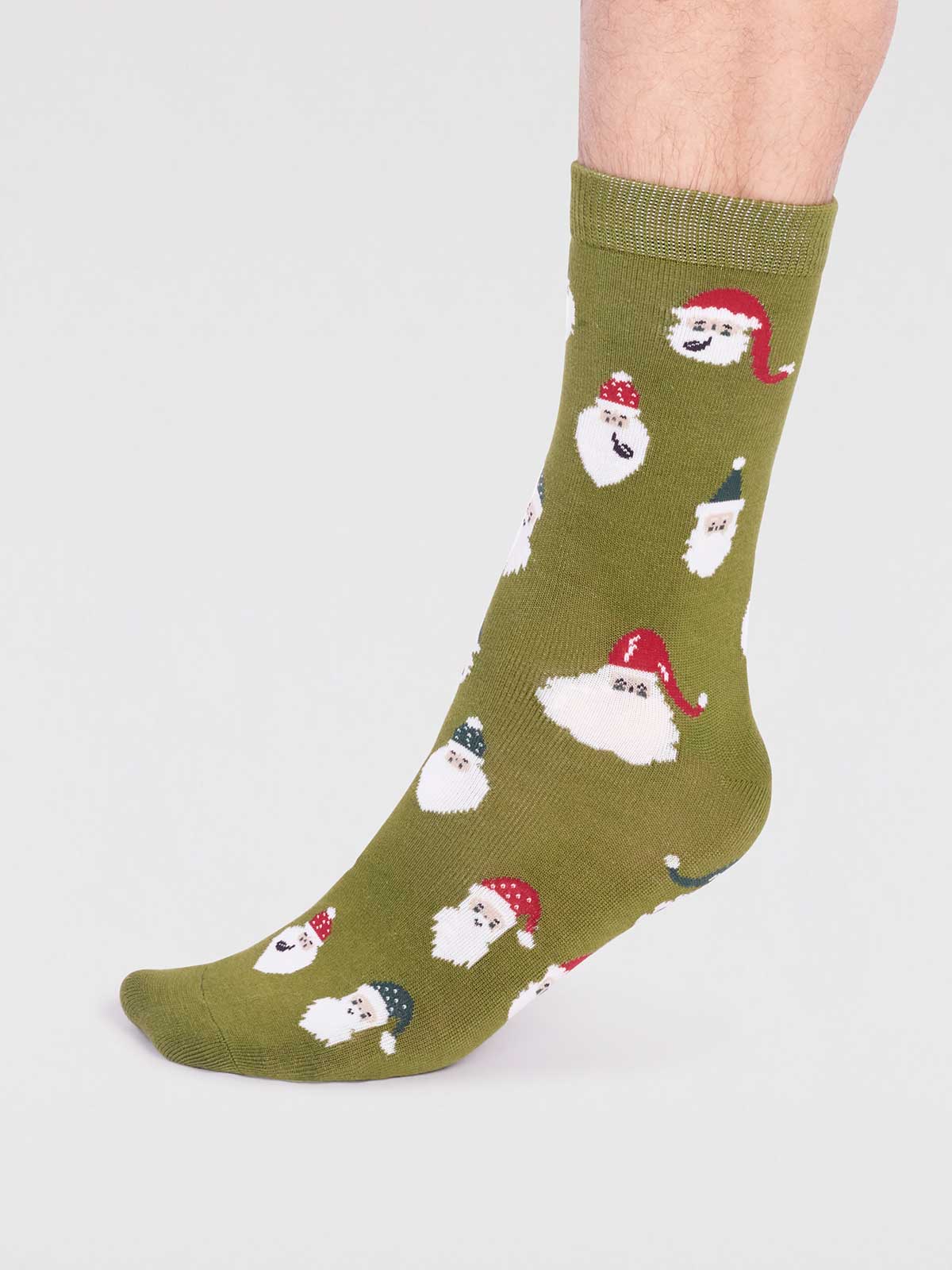 Alfredo Bamboo Christmas Snowman Socks - Lichen Green - Flockneti