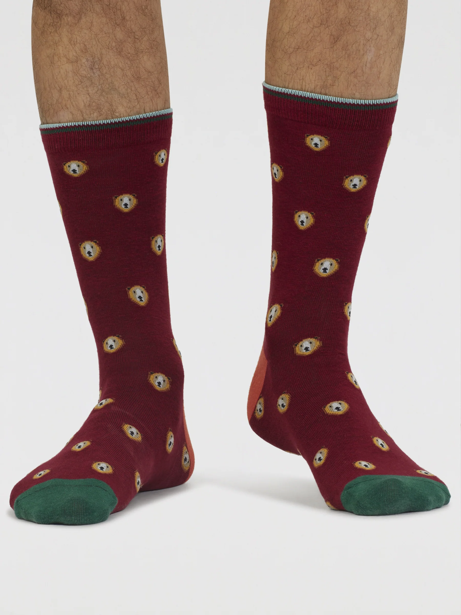 Axel Bear Organic Cotton Socks - Elderberry Red - Flockneti