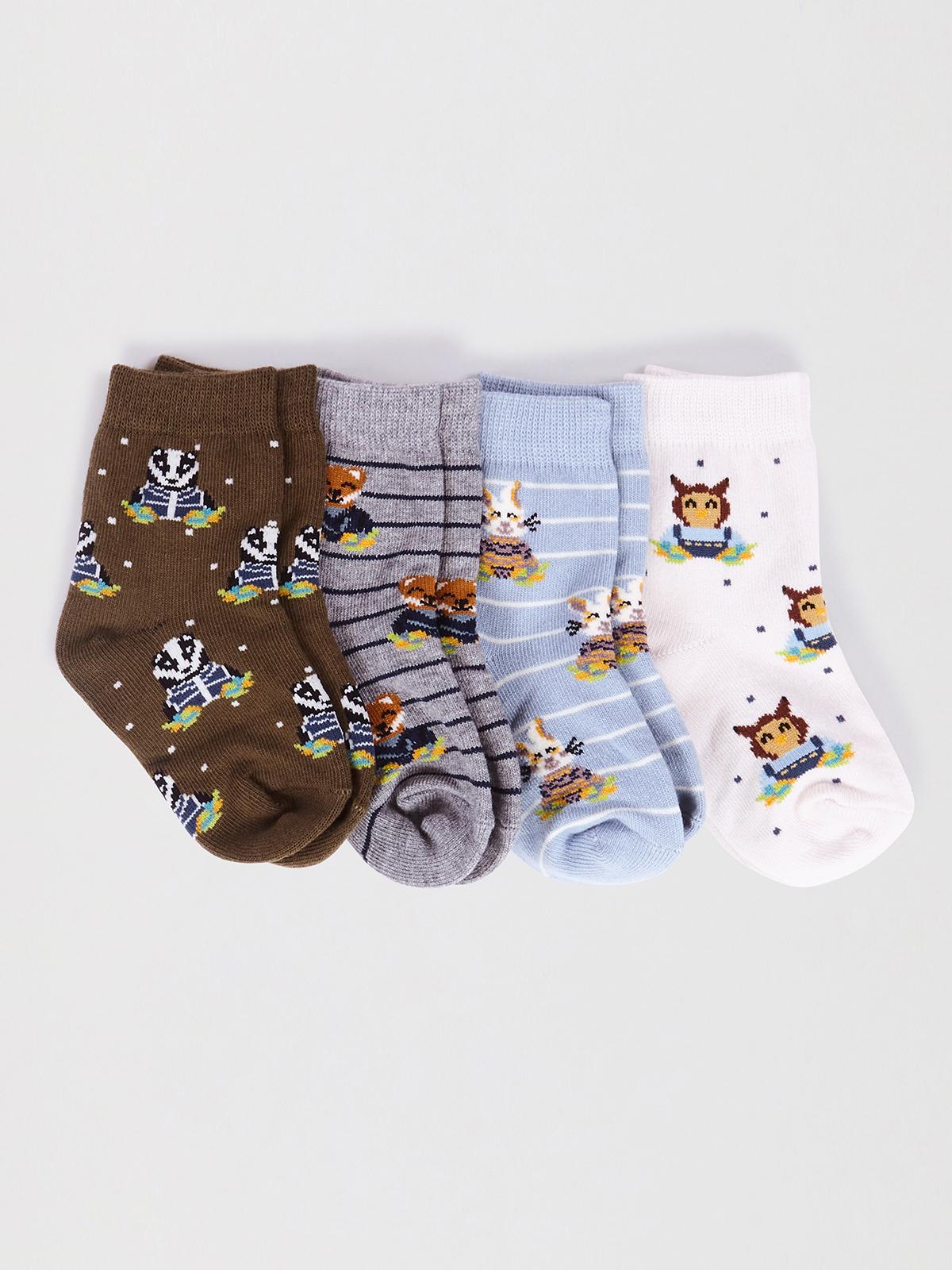 Ash Baby Organic Cotton Animal Sock Box - Multi - Flockneti