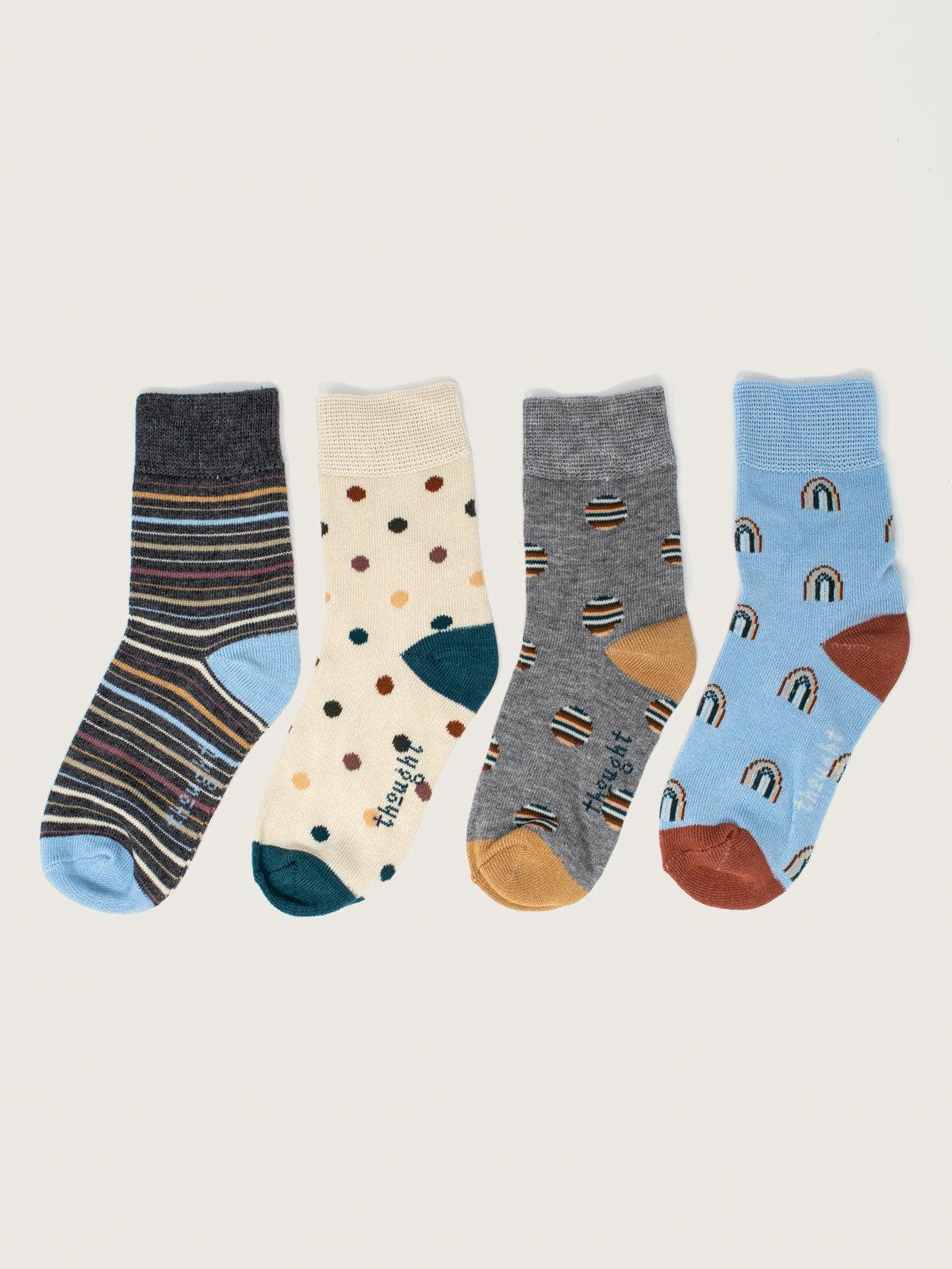 Kids Multicoloured Rainbow Box of 4 Socks - Multi - Flockneti