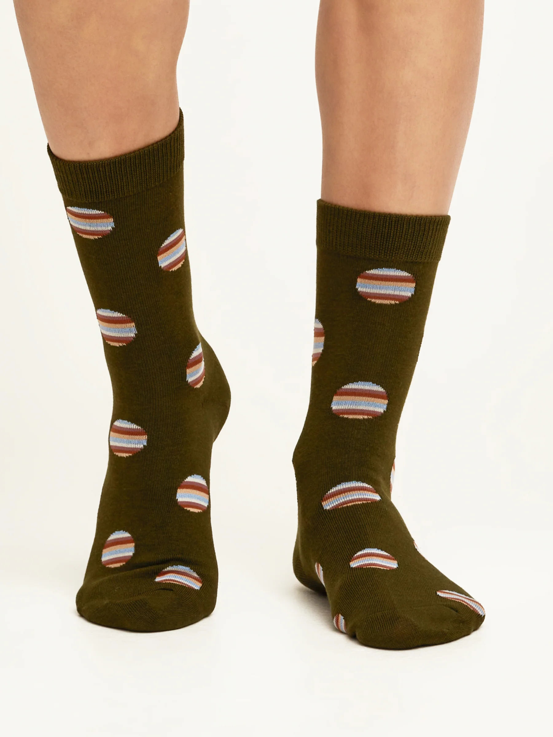 Multicolour Rainbow Socks - Olive Green - Flockneti