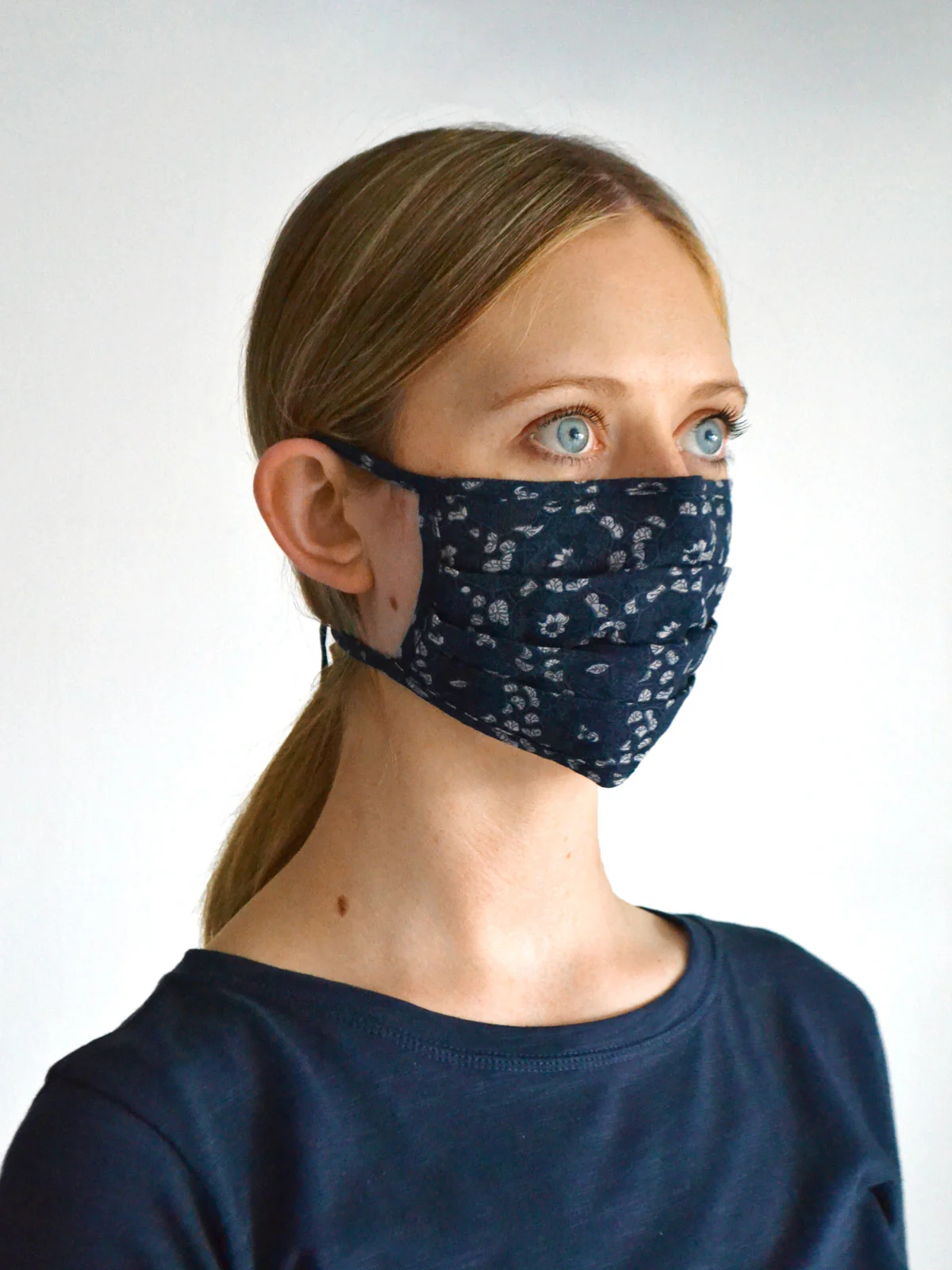 Organic Cotton Non-Medical Face Mask  - Ebonney Navy - Flockneti