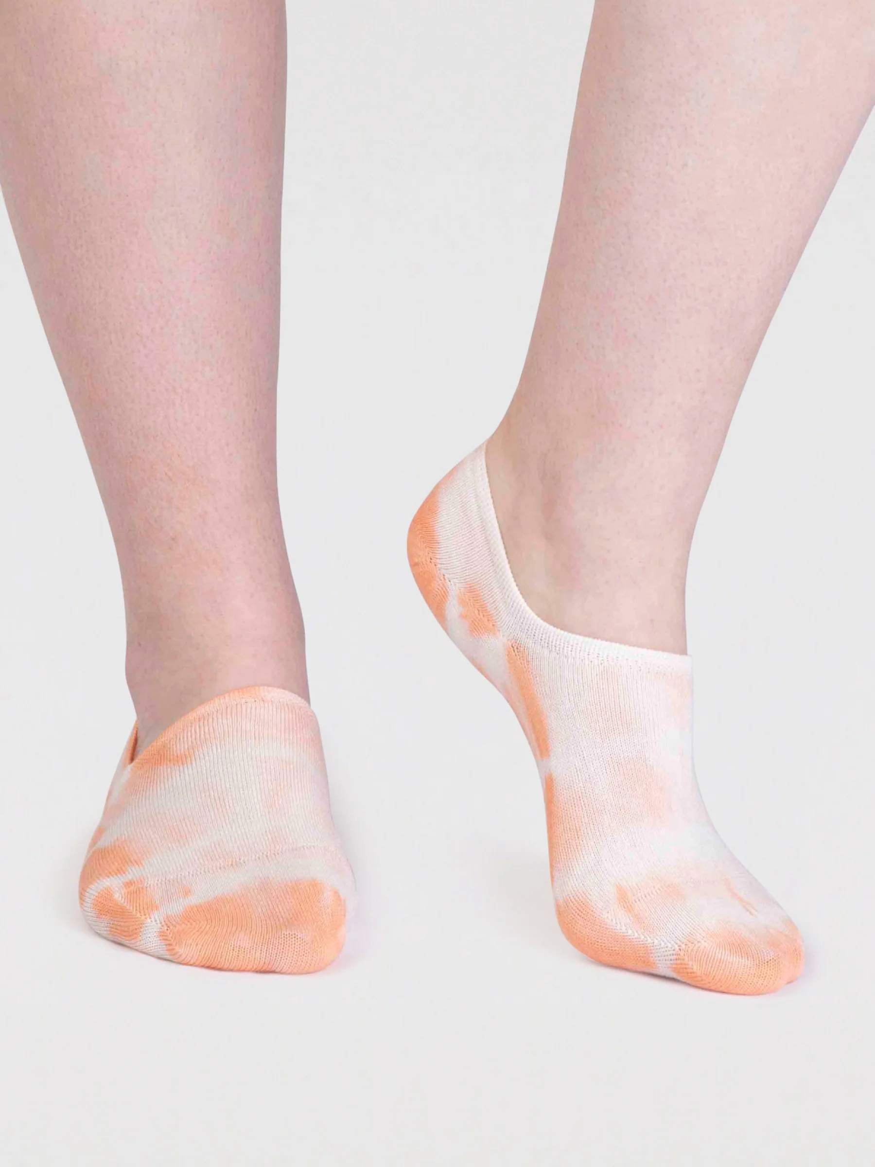 Anca Bamboo Tie Dye No-Show Socks - Coral Orange - Flockneti