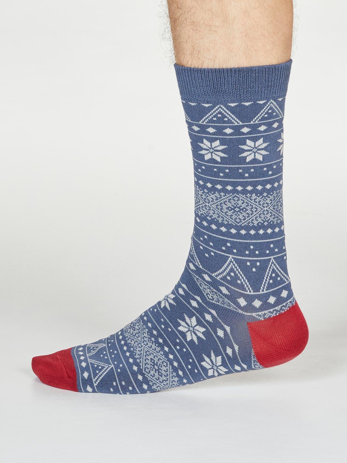 OLWIN FAIRISLE SOCKS - BLUE SLATE - Flockneti