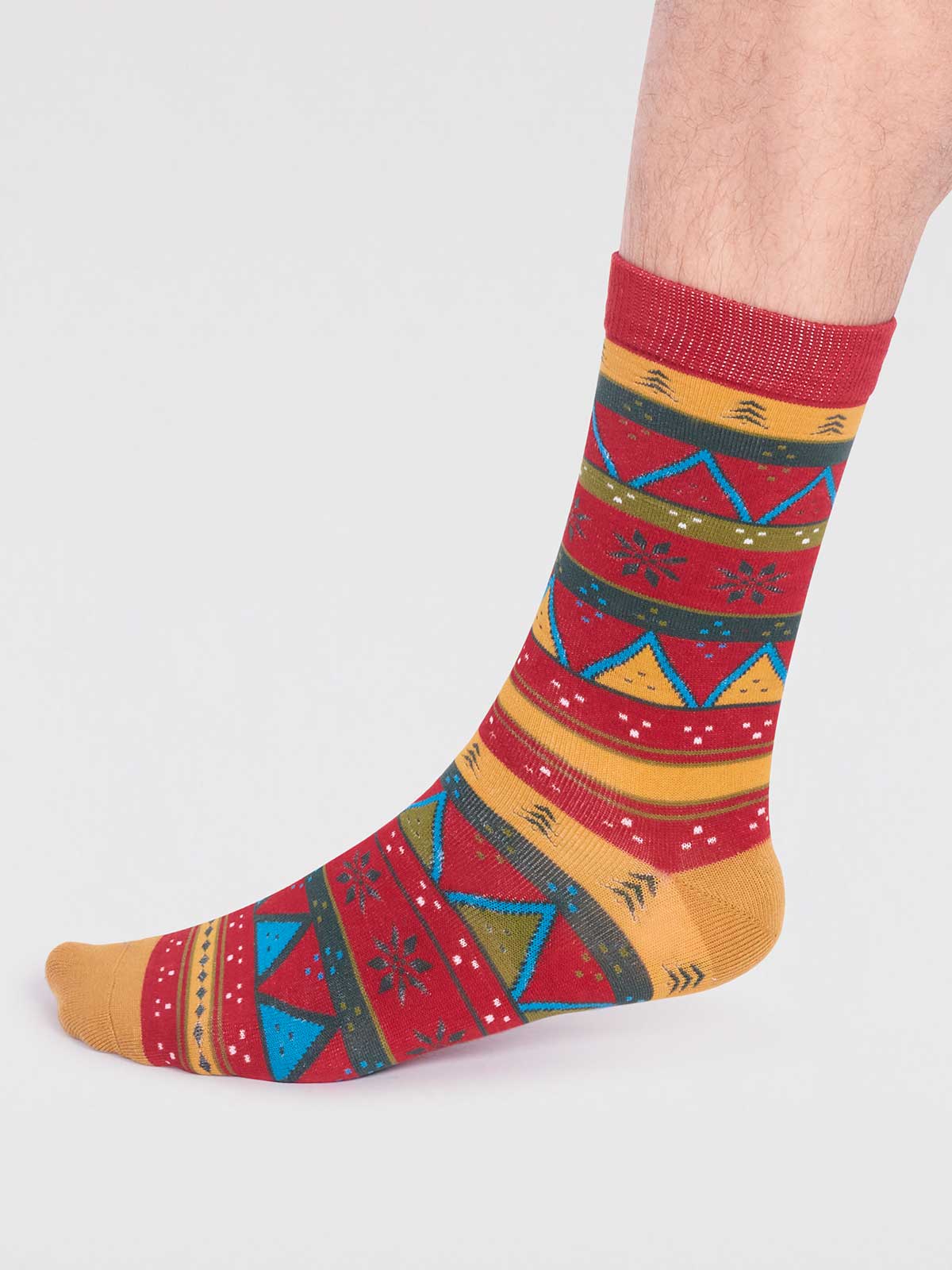 Casper Bamboo Christmas Fairisle Socks - Bright Red - Flockneti