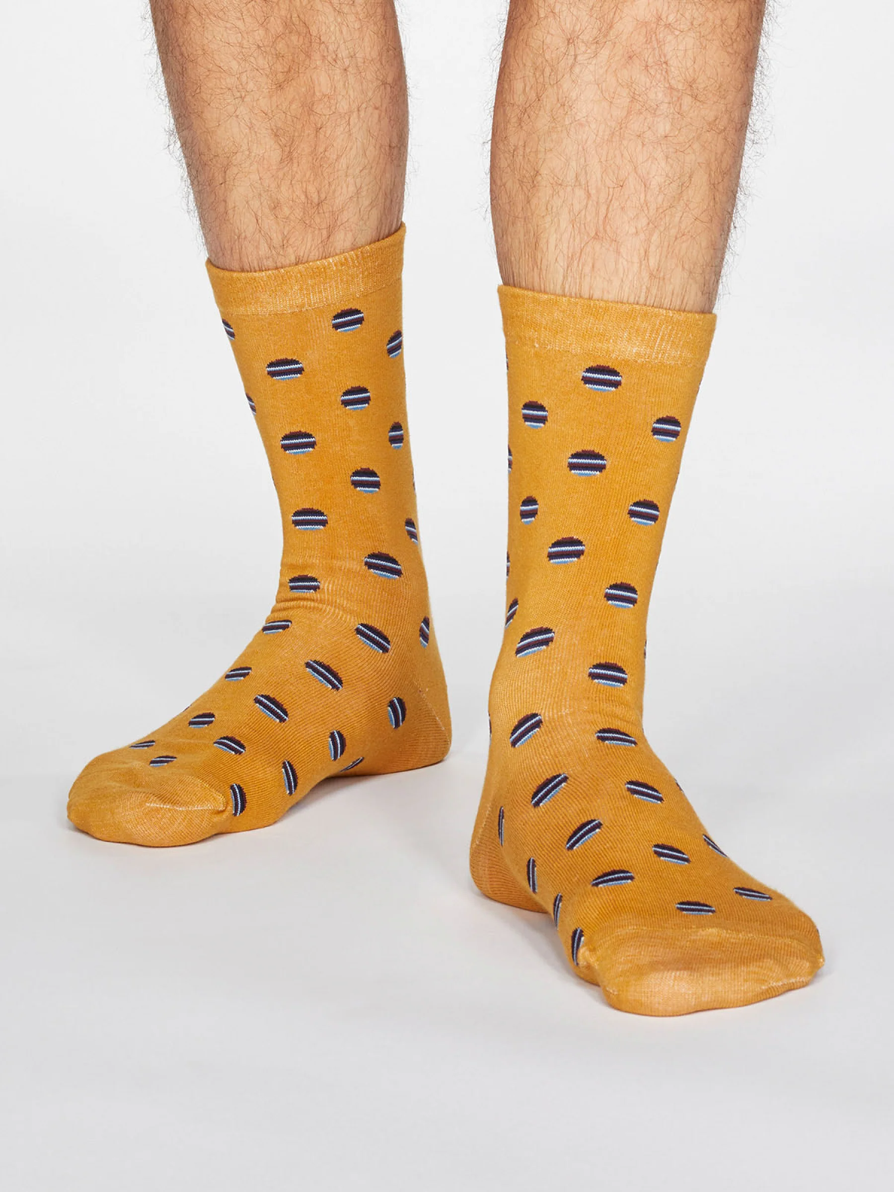 Grayson Spot Stripe Socks - Mustard Yellow - Flockneti