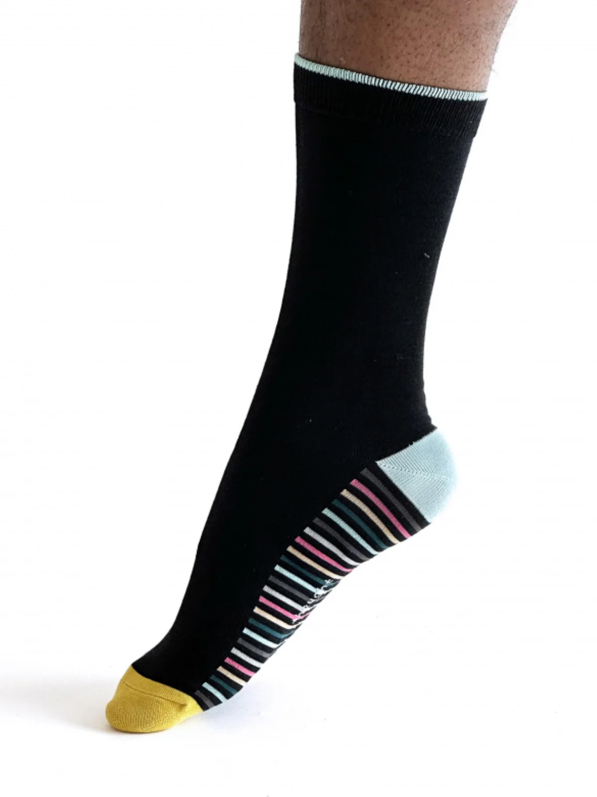 Conall Stripe Bamboo Socks - Black - Flockneti