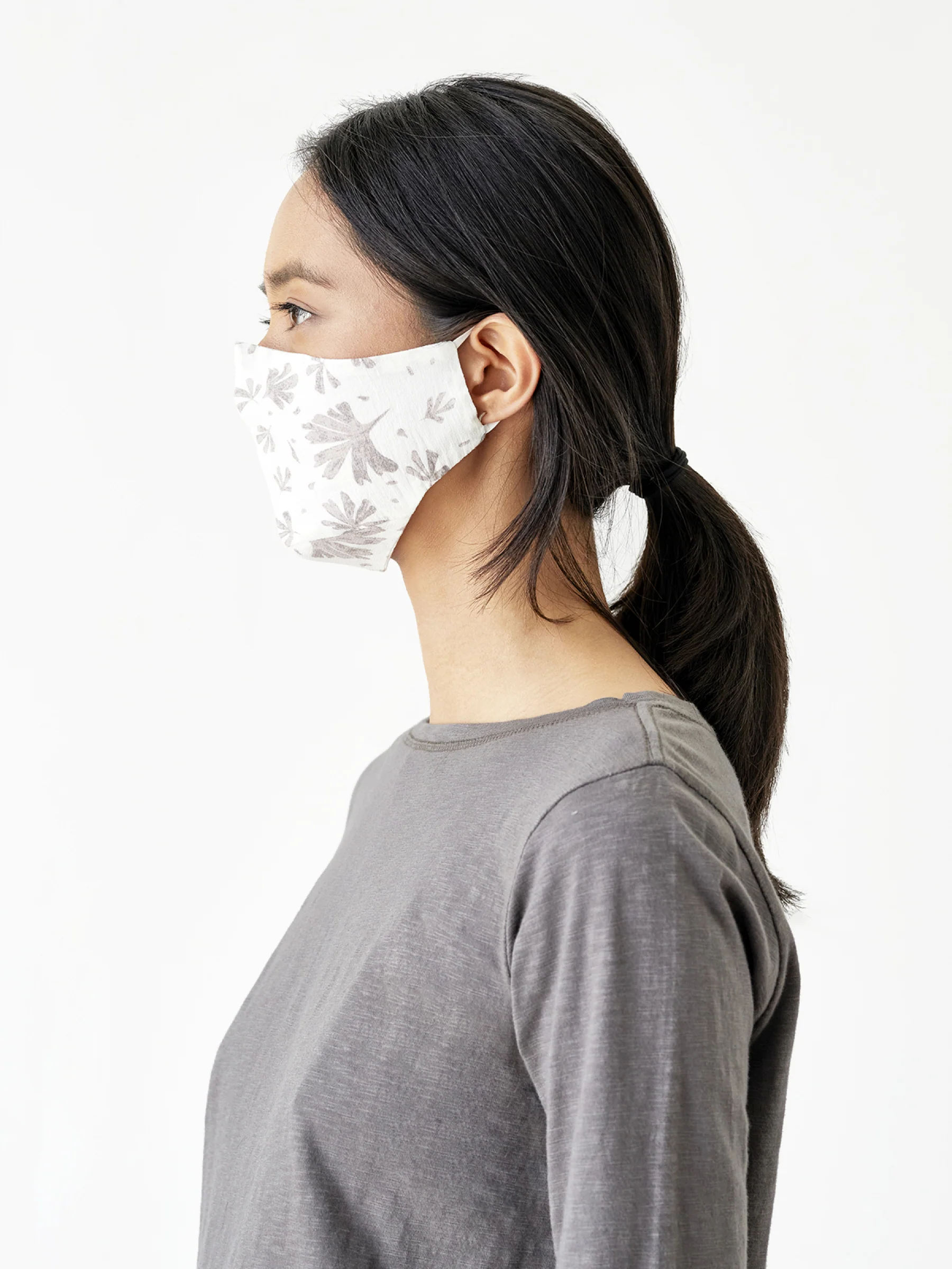 Organic Cotton Printed Face Mask - Winslet Brown - Flockneti