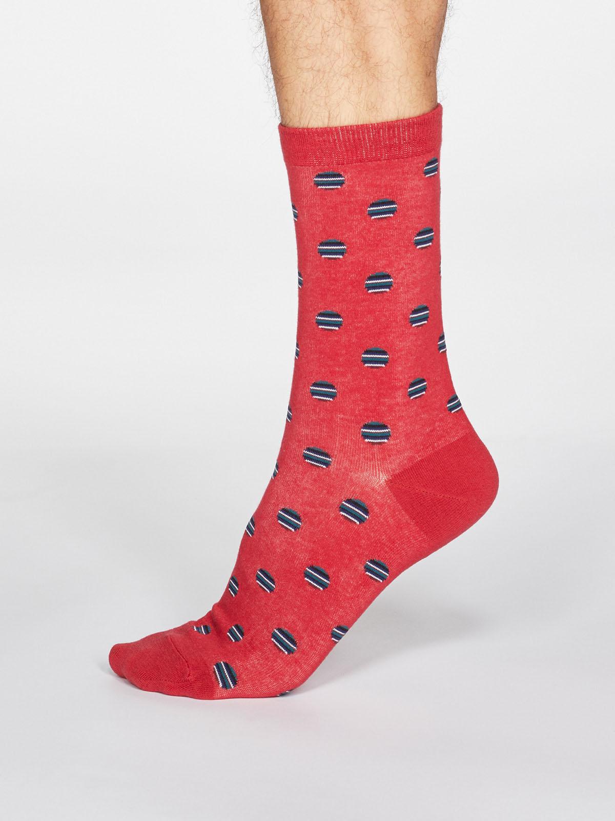 Grayson Spot Stripe Socks - Berry Red - Flockneti
