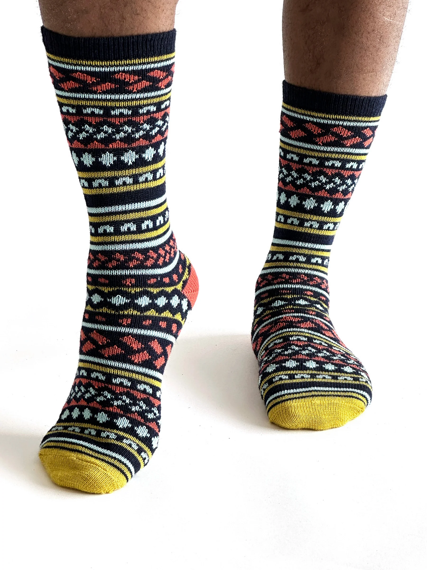 Erskine Fair isle Wool Socks - Navy - Flockneti