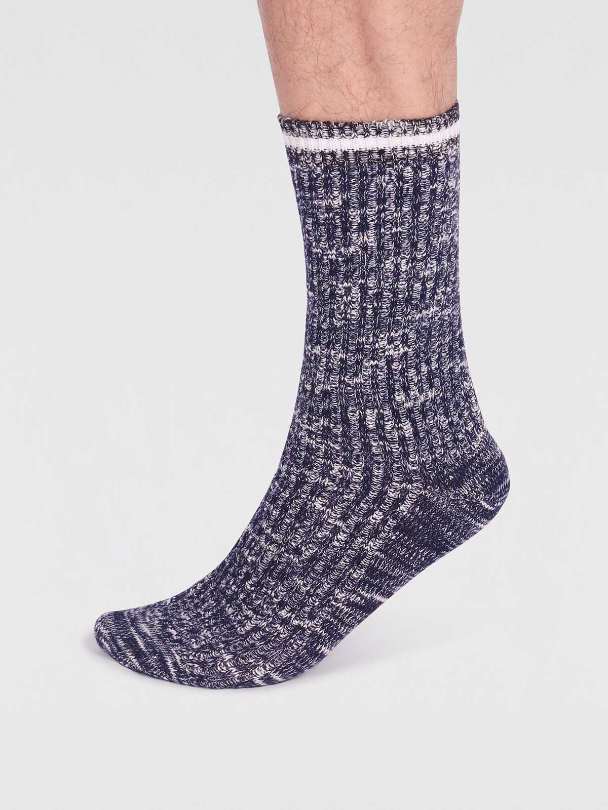 Phillip Organic Cotton Fleck Socks - Navy - Flockneti