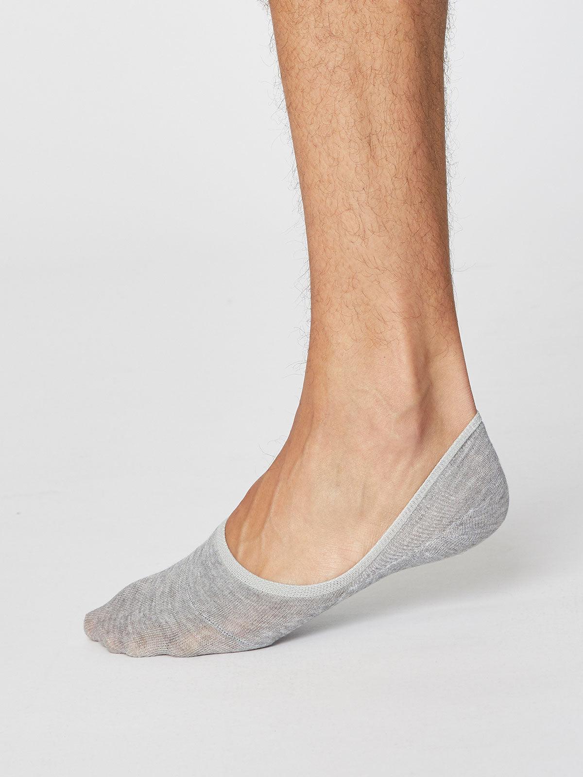 No Show Men's Invisible Socks - Mid Grey Marl - Flockneti