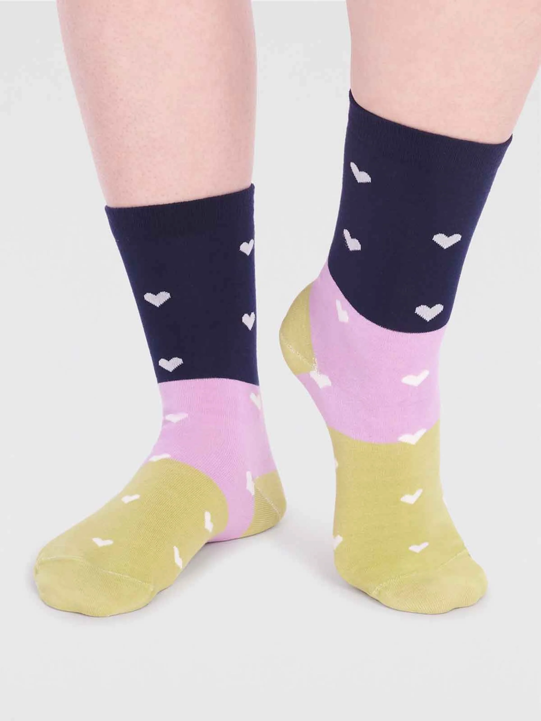 Nova Organic Cotton Heart Socks - Navy - Flockneti