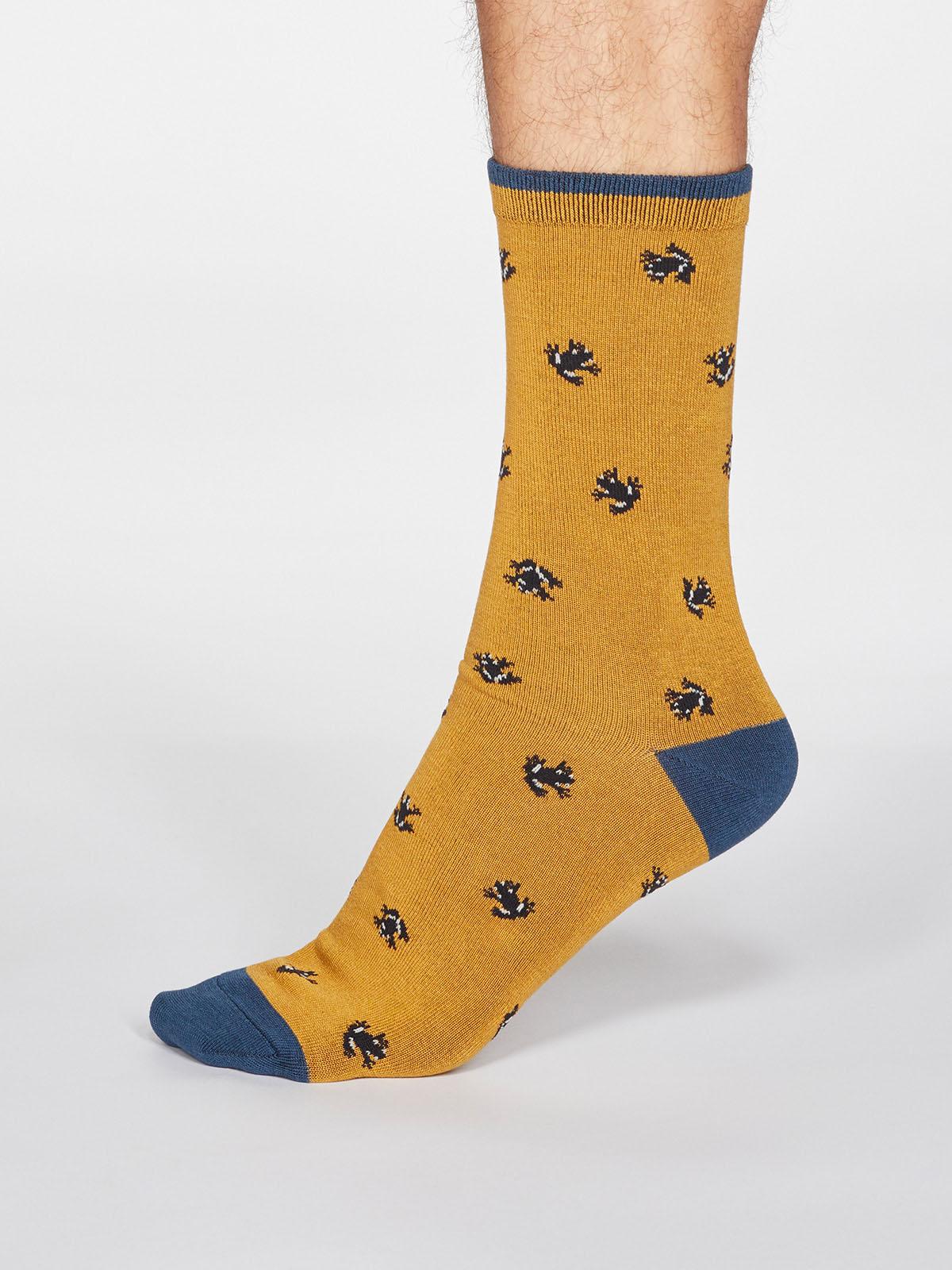 Wesley Frog Socks - Mustard Yellow - Flockneti