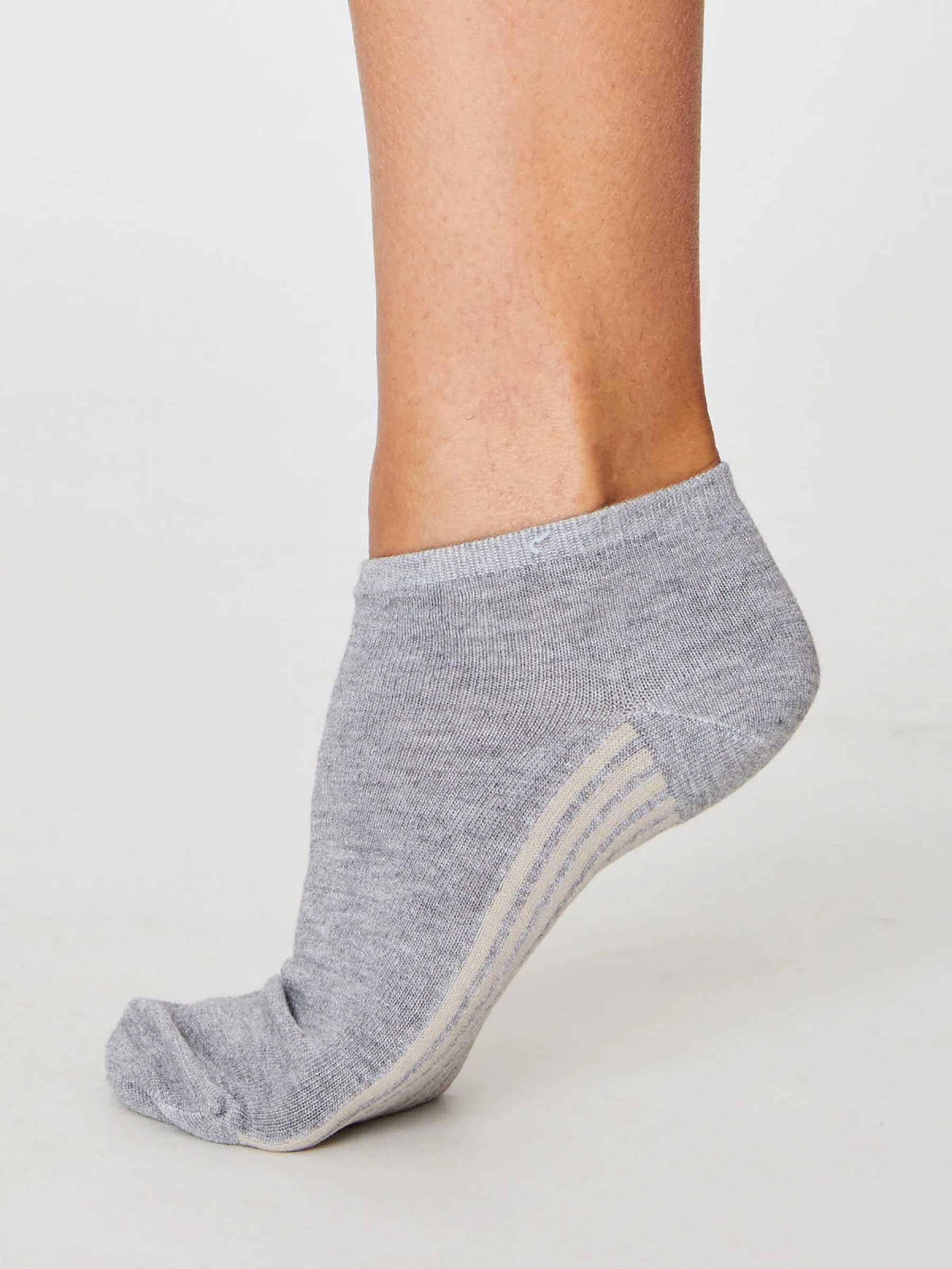 Solid Jane Trainer Socks - Mid Grey Marle - Flockneti